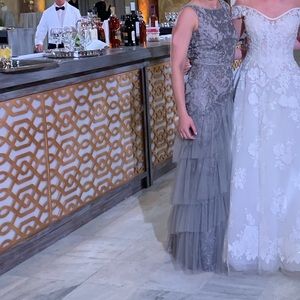 Marchesa Notte metallic embroidered gown